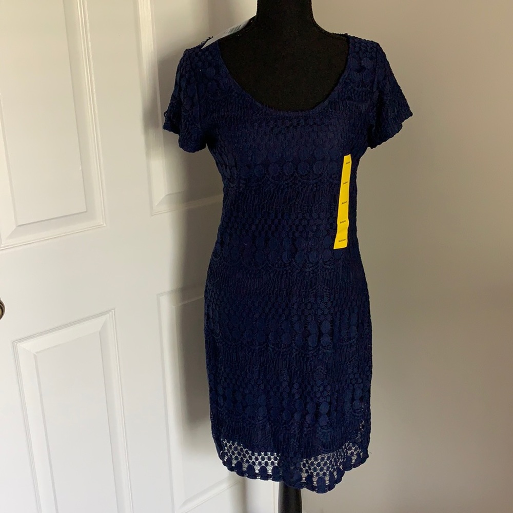 NWT Tiana B Blue Navy Laced Dress. Size M